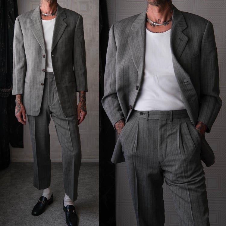 う*お様 giorgio armani 90s vintage ダブルボンバージ Vtg 80s 90s Giorgio Armani Le Collezioni Gray Doublebreasted