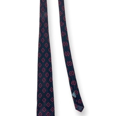 Vintage FENDI ROMA Silk Necktie ~ Abstract Print / Foulard ~ Black & Pink ~ Made in Italy 