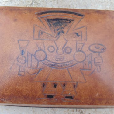 Graziella Laffi ~ Peruvian Leather Box with Pre-Columbian Artwork 