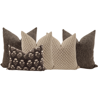 Sofa Pillow Combo 'Black Taupe Floral'