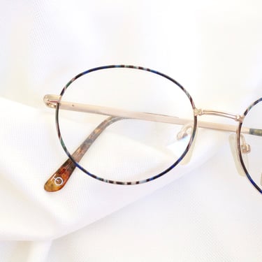 Vintage Blue Marble Wire Eyeglasses Frames 