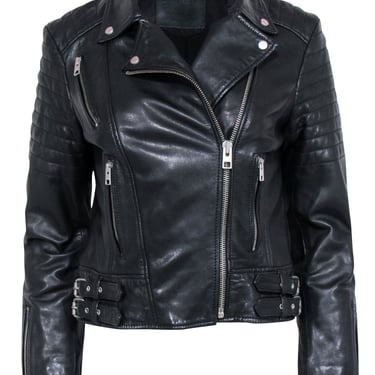 All Saints - Black Leather Moto Jacket Sz 6