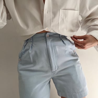 Vintage Sky Blue Pleated Shorts