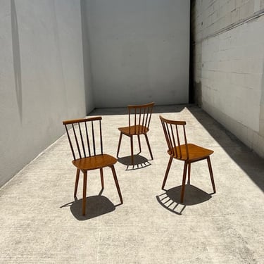 Set of 3 Danish Beech Spindle Chairs