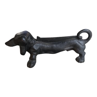 Vintage Cast Iron Weiner Dog Door Stop Shoe Wipe Figurine | Dachshund Collectible Decor 