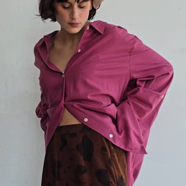 Rose Oversized Raw Silk Buttonup (XL)