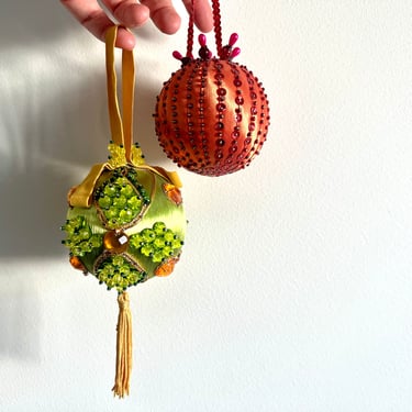 Pair of Vintage Beaded and Sequined Christmas Ornaments 