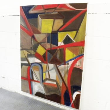 Vintage Mid Century Abstract Original Oil Painting 