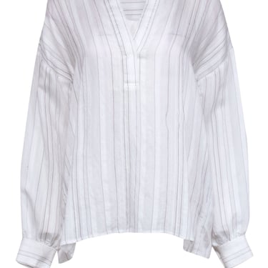 Vince - White Striped Long Sleeve Tunic Shirt Sz M