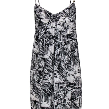 Diane von Furstenberg - Black & White Brushstroke Print Mini Dress Sz L