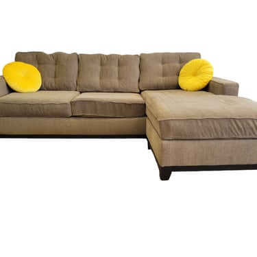 Taupe Tufted Sectional w/ Reversible Chaise