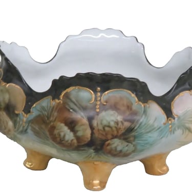 Hand Painted Porcelain Scalloped Footed Bowl 3858B