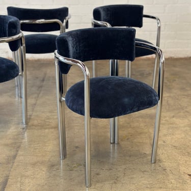 Tubular Chrome Dining Chairs - Set of four 