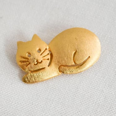 1980s Ultracraft Gold Cat Brooch 