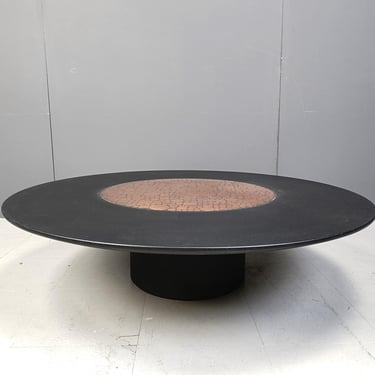 Herbert Hirche coffee table for Rosenthal, 1970s - black lacquer coffee table - copper coffee table 