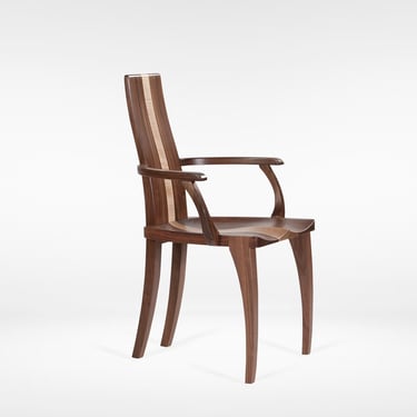 Armchair - Dining Chair Handmade from Solid Dark Walnut Wood, Also in Cherry or Mahogany for Your Modern Dining Room Decor, FREE Shipping 