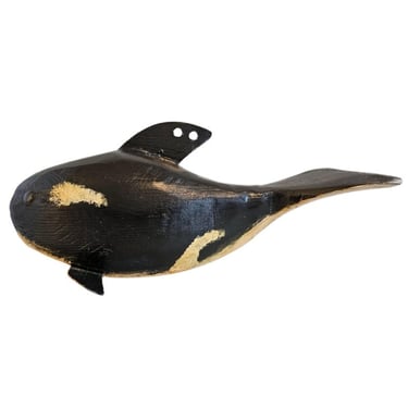 Vintage Duluth Fish Decoy American Folk Art David Earl Perkins Hand Carved & Painted Orca Killer Whale Sculpture Signed DFD 