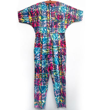 RARE 80's Bright Abstract Cotton Pantsuit, Romper, Jumpsuit, Body suit, Catsuit, Play suit,  Pants, Shirt, Vintage, 1980's, 1970's 
