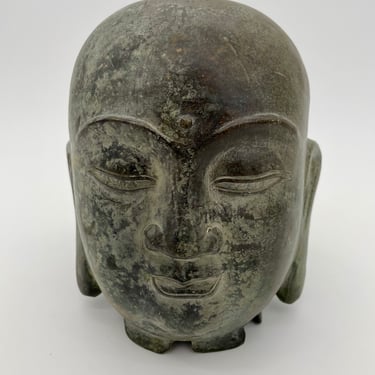 Mid Size Japanese Mahayana Bodhisattva Head in Bronze