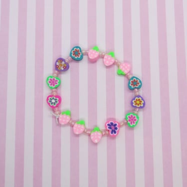 90s Fruit Bead Bracelet Heart Fimo Beads Y2K 