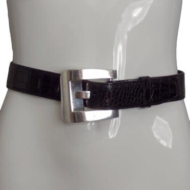 PATRICIA VON MUSULIN- 1990s Black Alligator Belt, Size-S/M