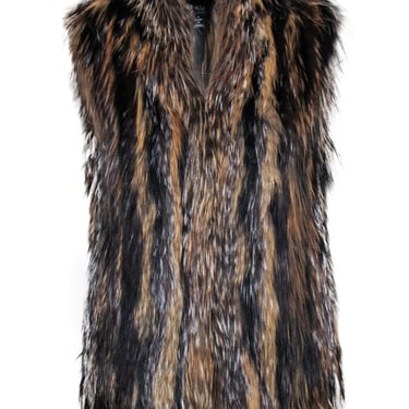 Adrienne Landau - Brown &amp; Black Multi-Toned Fox Fur Vest Sz S