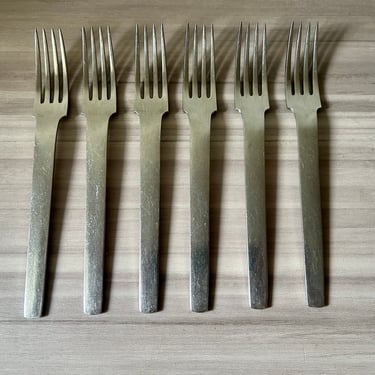 MCM Flatware Arthur Salm Dinner Forks Set of 6 Austria Danish Modern Modernist A Bordelon Design Discontinued, Germany Solingen 