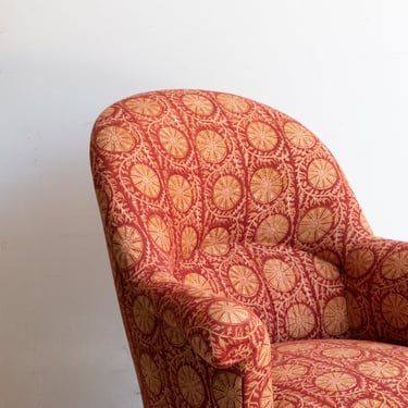 Vintage Block Print Crapaud Chair | Karuna Red
