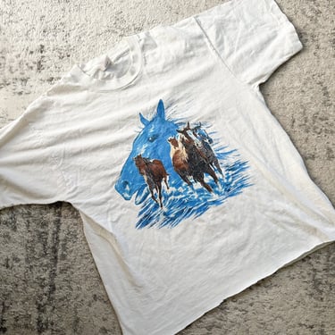 Vintage Horse Screen Printed T-shirt / L 