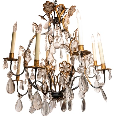 Gilt Decorated Wrought Iron Chandelier