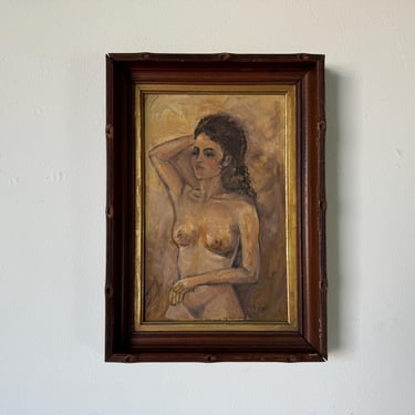 1960's Vintage Judie Nude Oil Painting, Framed 