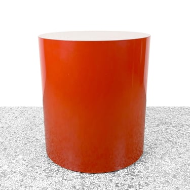 Vintage Cylindrical Red Laminate Drum Table 
