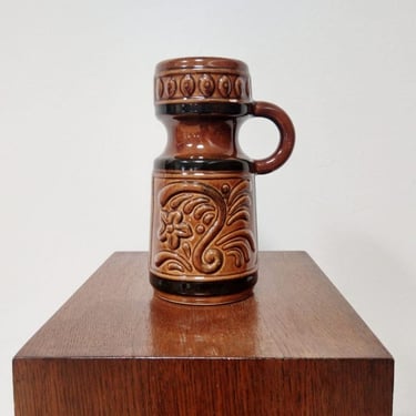 Vintage Ceramic Vase | Pottery | Brown Retro Vase | 122-16 G | East Germany | GDR | 60s | 