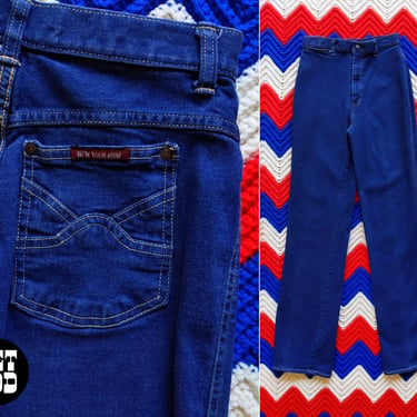 Vintage 70s 80s Blue High-Waisted Straight-Leg Jeans by New York Now 
