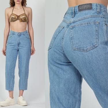 80s 90s Gitano High Waist Ankle Jeans - Small, 27" | Vintage Light Wash Tapered Leg Mom Jeans 