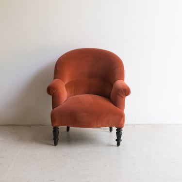 Vintage Velvet Crapaud Chair | Brick