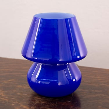 Murano glass mushroom lamp blue color height 18cm, Made in Italy design table lamp 