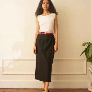 1980s Ralph Lauren Tailored Linen Wrap Skirt 