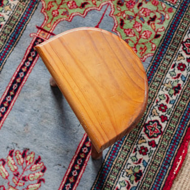 midcentury brutalist french half moon tripod stool