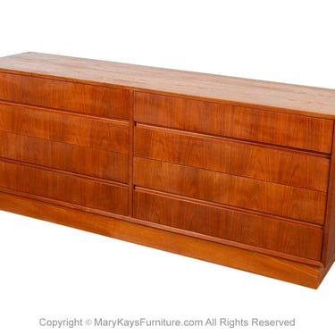 Danish Mid-Century Modern Long Teak Dresser 