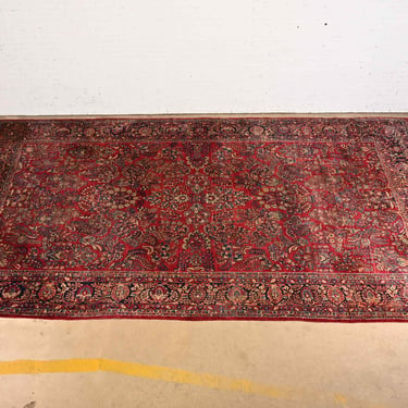 Antique Hand-Knotted Persian Sarouk Large Room Size Wool Rug, Circa 1930s