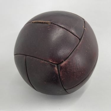 Vintage Mahogany Leather Medicine Ball, 1930's 