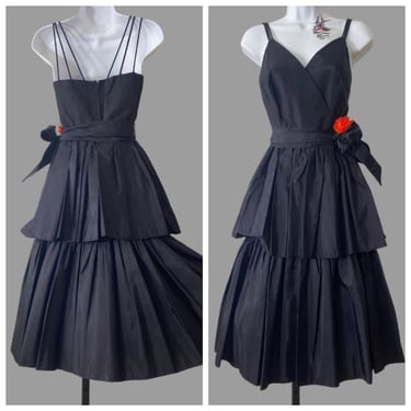 80S tango taffeta two-tiered cocktail dress vintage lbd 