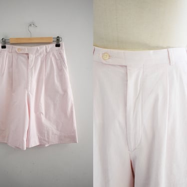 1980s Pink and White Seersucker Shorts 