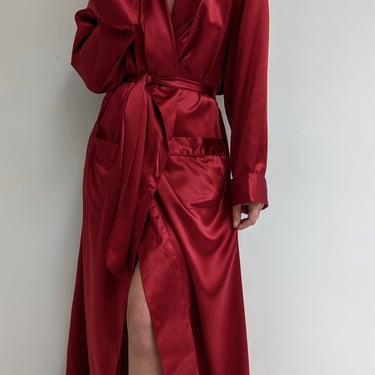 Stunning Vintage Wine Silk Charmeuse Robe