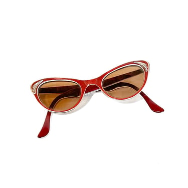 1950s Vintage American Optical Red Cat Eye Tinted Glasses