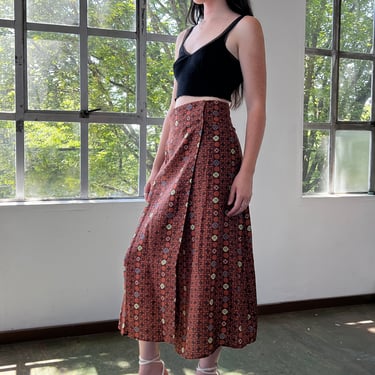 Juan De Dios Linen Print Wrap Skirt (S)