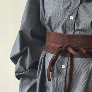 Suede Leather Fajin Tie Belt