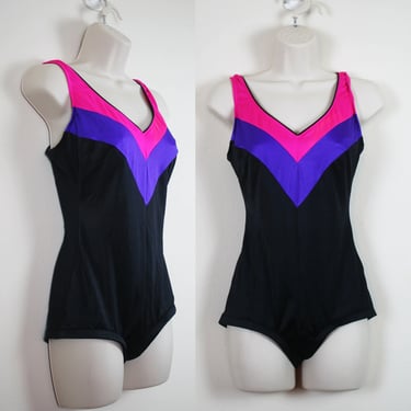 Vintage 1980s V-Stripe Swimsuit, Size Medium 