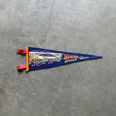 Vintage Niagara Falls ‘Rainbow Bridge’ Felt Souvenir Pennant 